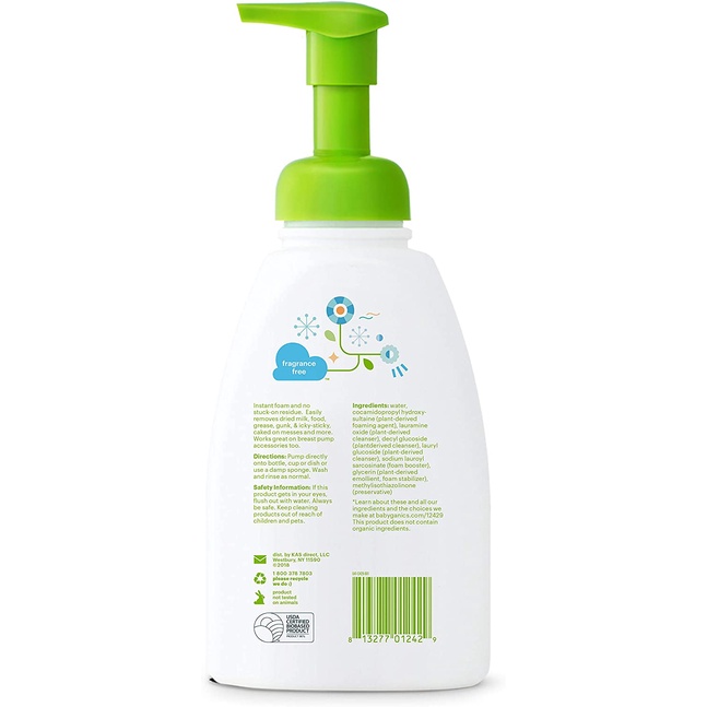 Nước rửa bình sữa Babyganics dạng bọt Chai có vòi dung tích 473ml