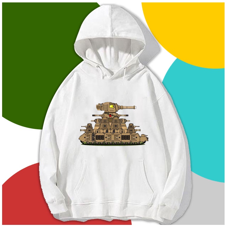BST Áo hoodie in hình phim hoạt hình xe tăng màu trắng cho bé trai bé gái