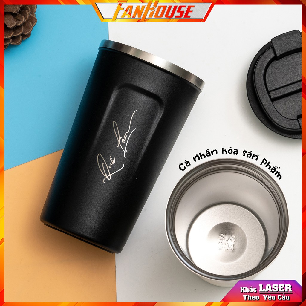 Bình Giữ Nhiệt Mazda Coffee holic Inox 304 Cao Cấp Kiểu Dáng Châu Âu Cầm Tay Sang Trọng Dung Tích 380ml 500ml