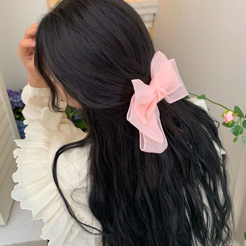 Kẹp Tóc Hình Nơ Lưng Màu Hồng Hoa Anh Đào Hàn Quốc Cho Nữ