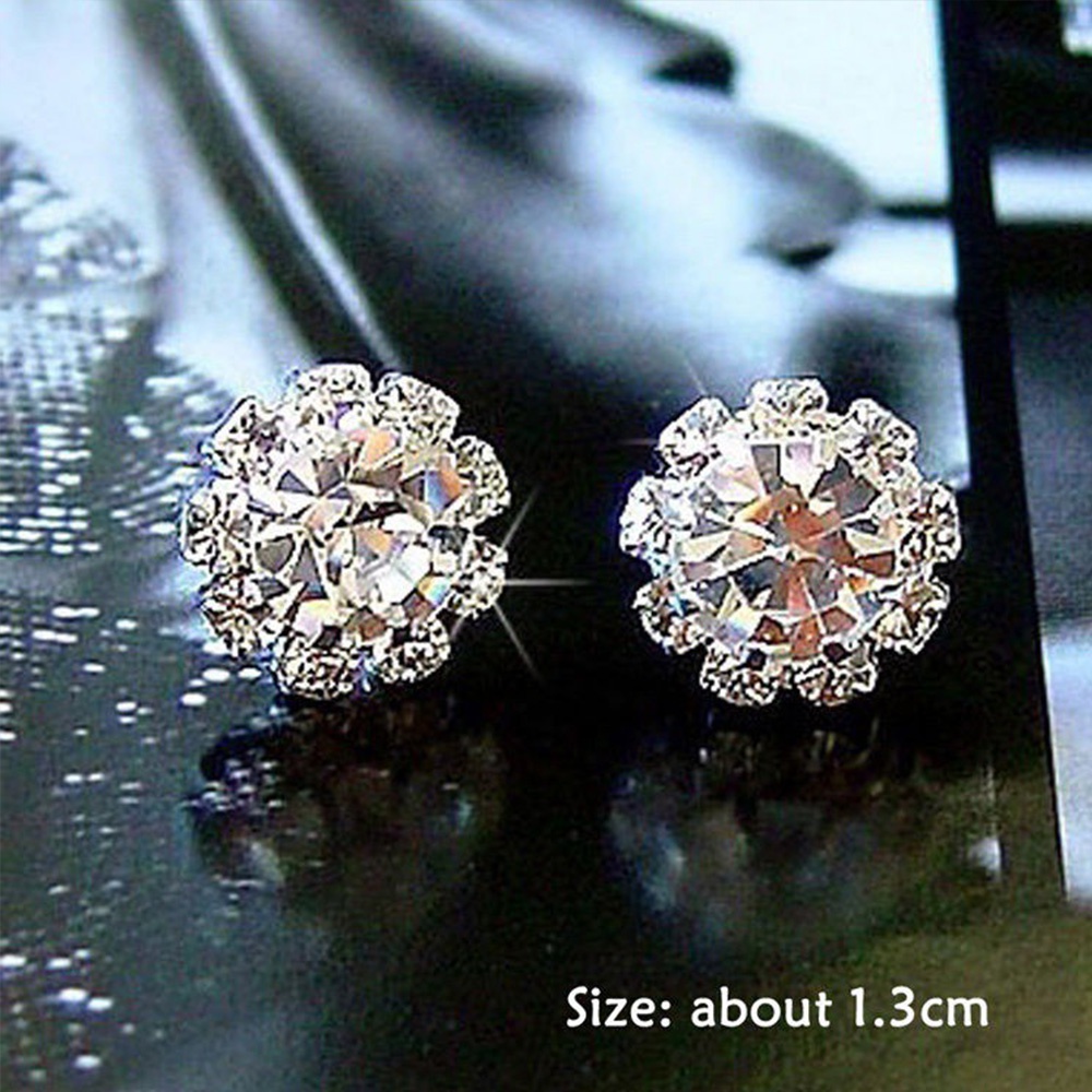 Cặp bông tai kim loại hình hoa hướng dương đính đá sang trọng