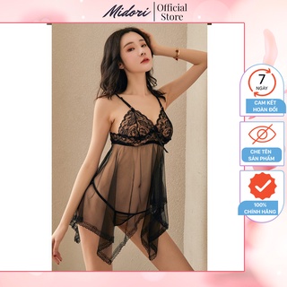 Váy Ngủ Sexy Nữ Gợi Cảm Chất Liệu Cao Cấp Gồm Áo 2 Dây Và Quần Lót Freesize MIDORI - VN04