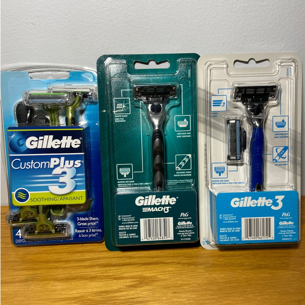 Dao cạo râu Gillette Mach3 Và Custom Plus 3 lưỡi của Mỹ