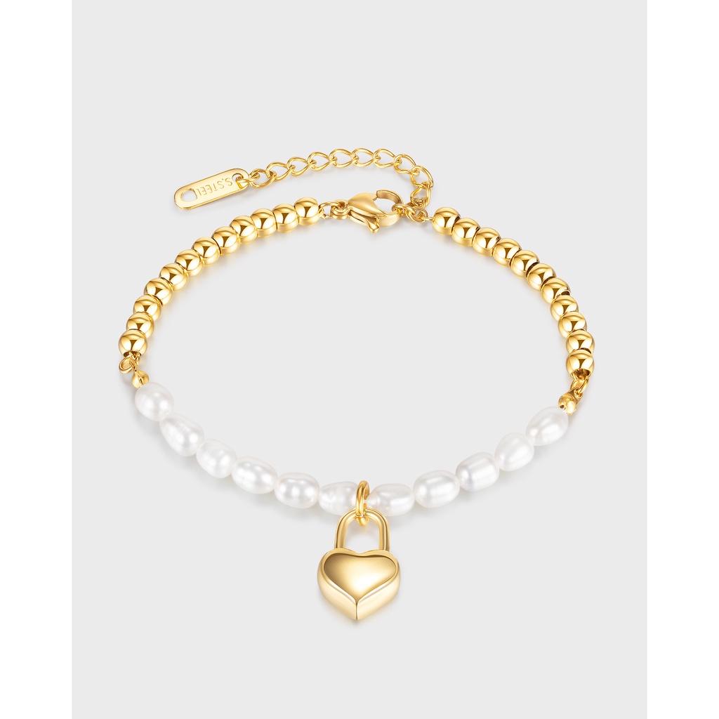 Xiaoxiangfeng Vòng Đeo Tay Bằng Thép Titan Đính Hạt Ngọc Trai Tròn Khâu Tua Rua Tươi Tắn Dành Cho Nữ