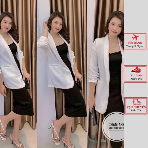 Áo vest nữ dài tay công sở kiểu dáng hàn quốc màu trắng xanh nâu hàng cao cấp phong cách YoLo-Fashion
