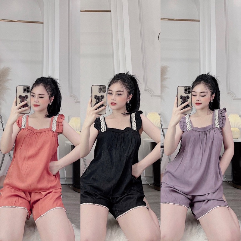 Bộ Đùi Mặc Nhà Áo Cánh Tiên Dễ Thương Chất Mềm Mát