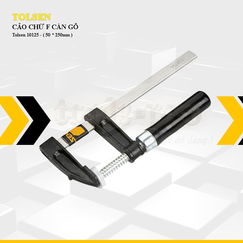 Cảo chữ F cán gỗ TOLSEN, Vam kẹp gỗ, nén lò xo, tháo xupap, kẹp vật liệu đa năng - Hàng Loại 1 - Dienmayvn