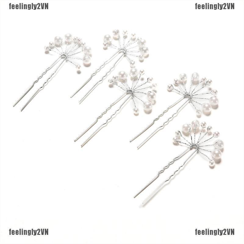 Trâm cài tóc phối hình hoa đính ngọc trai thanh lịch cho nữ