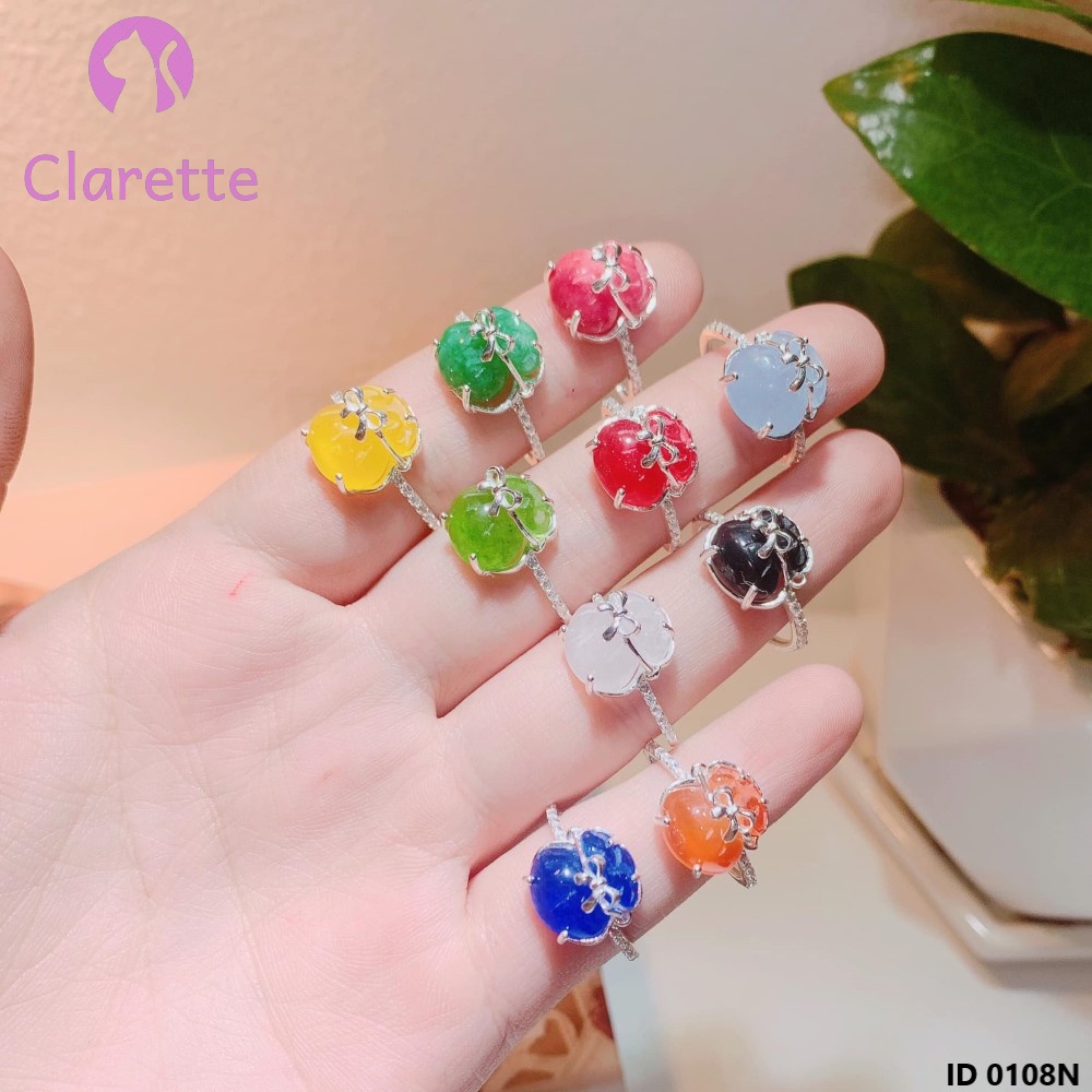 Nhẫn bạc hình túi tiiền đá phong thủy Clarette 0108N
