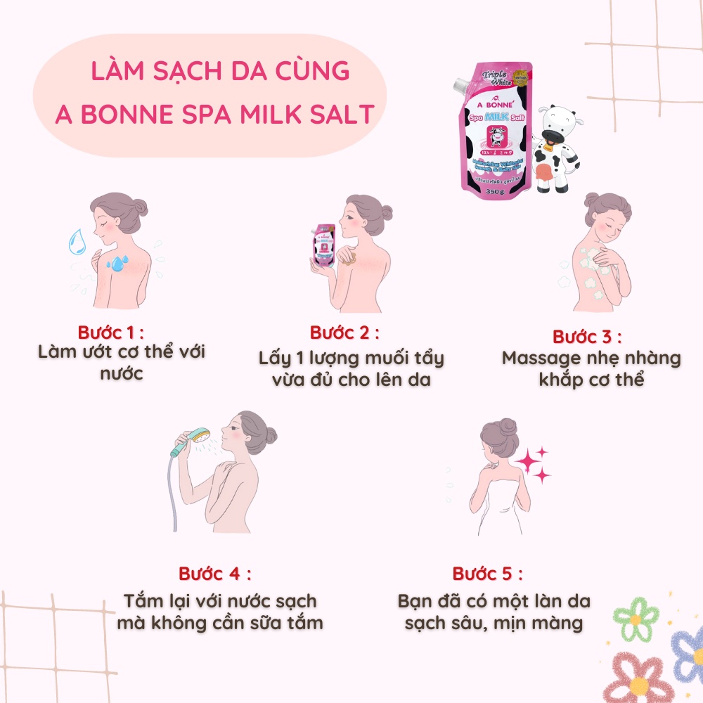 Muối tắm sữa bò tẩy tế bào chết A Bonne Spa Milk Salt 350g Thái Lan