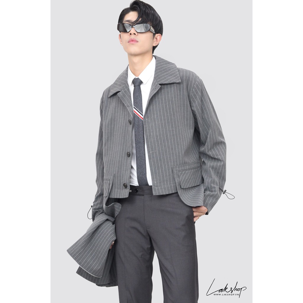 Cà Vạt  TB TB Engineered Stripe Necktie in Grey
