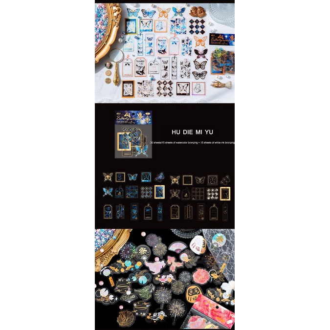 Bộ 30 Miếng Dán Trang Trí Sổ Tay Chống Thấm Nước In Họa Tiết Thú Cưng Màu Đồng Kiểu Vintage Dễ Thương