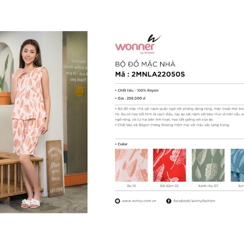 BỘ MẶC NHÀ WONNER 22050 SÁT NÁCH QUẦN NGỐ CHẤT LANH