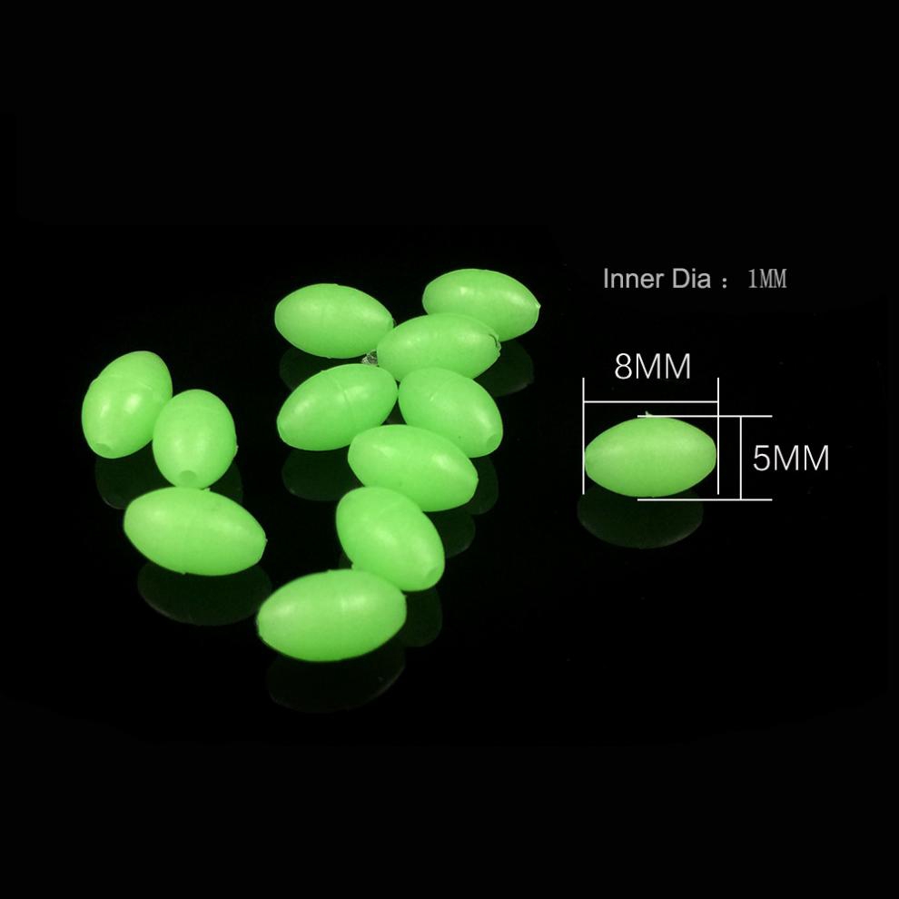 Set 100 hạt cườm câu cá hình oval dạ quang