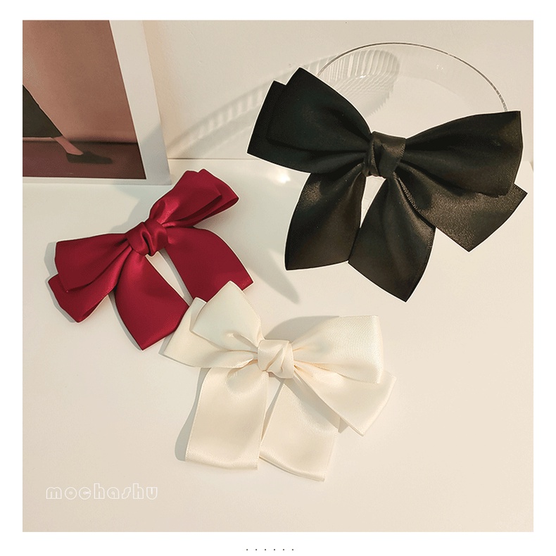 Kẹp tóc hình nơ vải satin phong cách vintage thời trang cho nữ