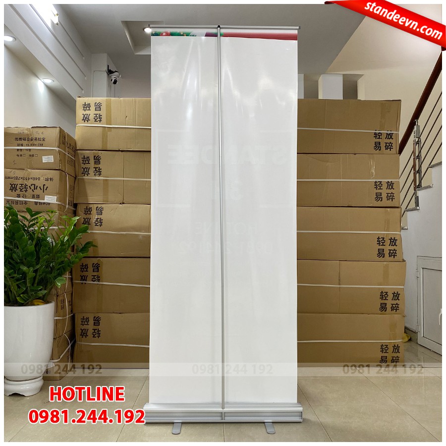 Standee Cuốn Nhôm Cao Cấp 80x200cm, Chân standee cuốn nhôm tốt | 3H