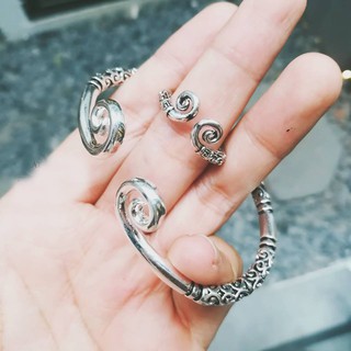Combo  Vòng tay + Nhẫn Kim cô bạc S925 Son Oh Gong - Hoa Du Kí