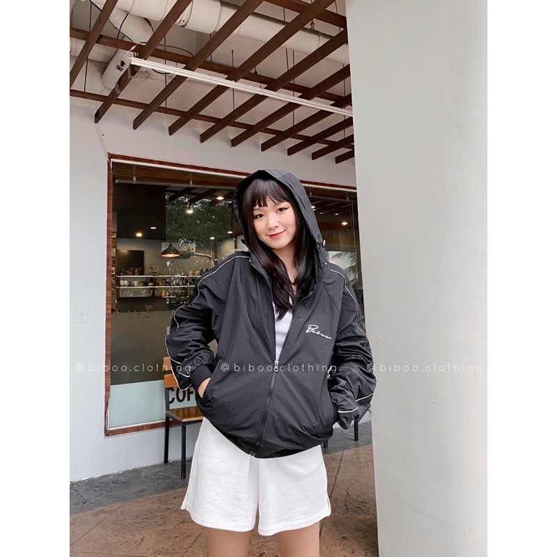 BIBOO - Áo khoác dù tay có 2 sọc nhỏ phản quang - JACKET DÙ