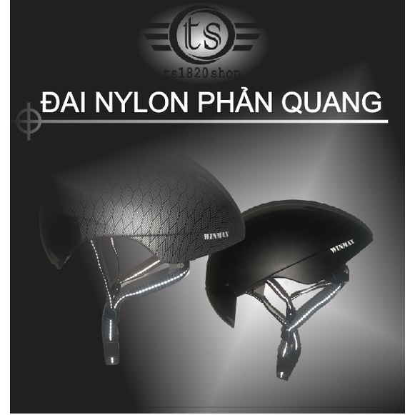 Nón bảo hiểm xe đạp thể thao có gắn kính hít nam châm từ tính - Mũ xe đạp có kính đen xám trắng carbon có túi vải winmax