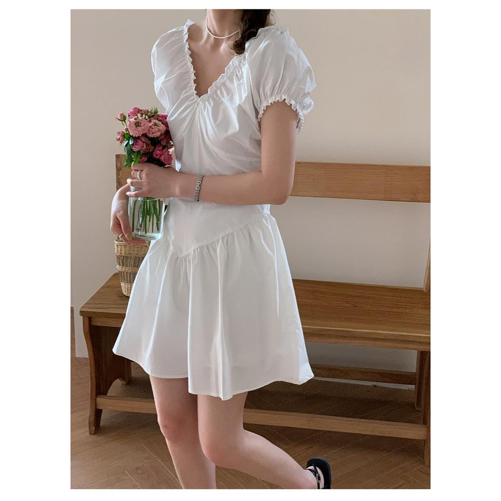 Đầm Ngắn Dáng Ôm Cổ Chữ v Màu Đen Thời Trang Cho Nữ 63800