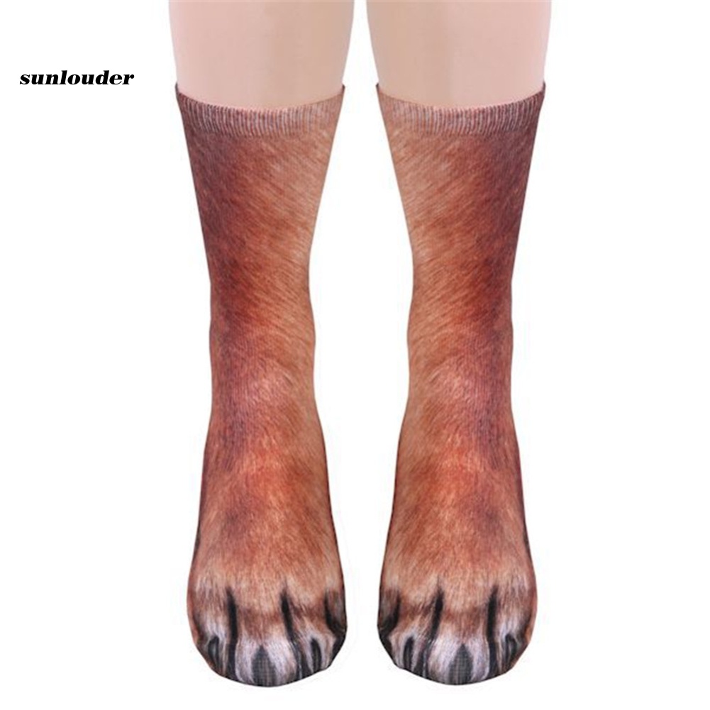 Vớ cổ cao in hình bàn chân động vật 3D thời trang unisex