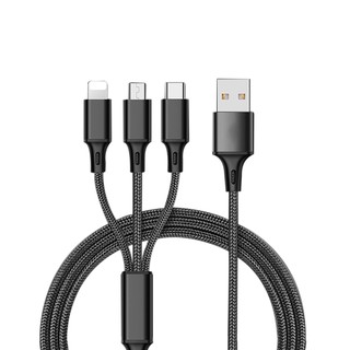 Cáp sạc đa năng bọc dù 3 trong 1 gồm Lightning - Micro USB - Type C