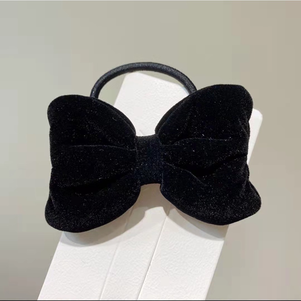 Dây Buộc Cột Tóc Nơ Nhung 2 Màu Đen Đỏ Xinh Xắn Dễ Thương Mainia Shop