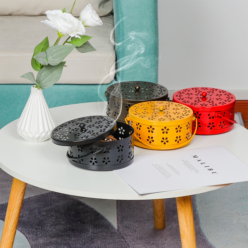 1 Đế Đốt Nhang Muỗi Hình Tròn Bằng Sắt Phong Cách Cổ Điển Trang Trí Nhà Cửa/Sân Vườn/Cắm Trại Nhiều Màu Sắc