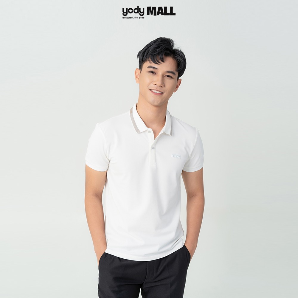 Áo Polo nam mắt chim phối bo trơn có cổ YODY chất vải cotton thấm hút tốt APM3299 | BigBuy360 - bigbuy360.vn