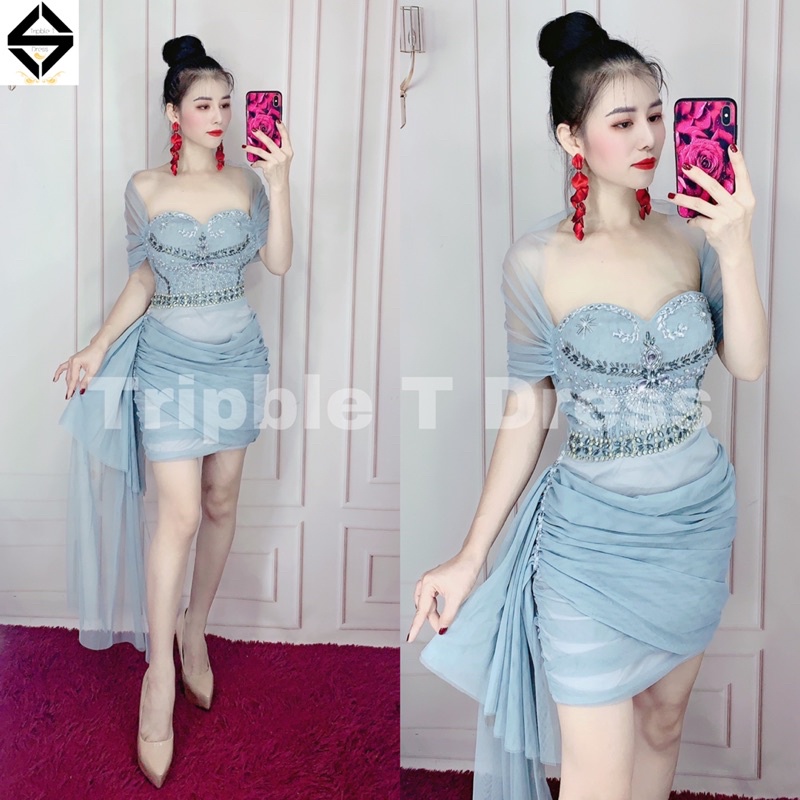 Đầm body dự tiệc lưới kết đá TRIPBLE T DRESS - size M/L - MS83Y