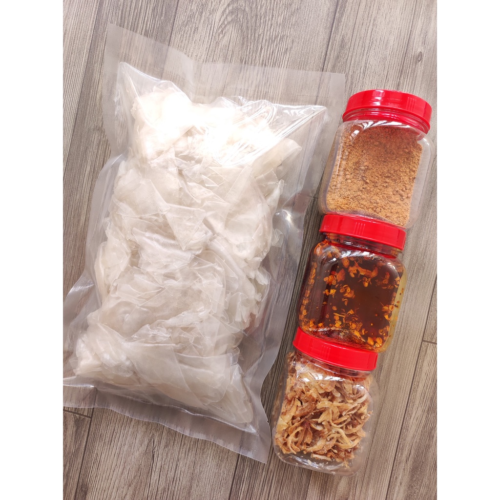 [500g PSMN sa tế hành phi] | Combo 500g bánh tráng phơi sương + hủ muối nhuyễn + hủ sa tế + hủ hành phi | Chợ Cô Thu