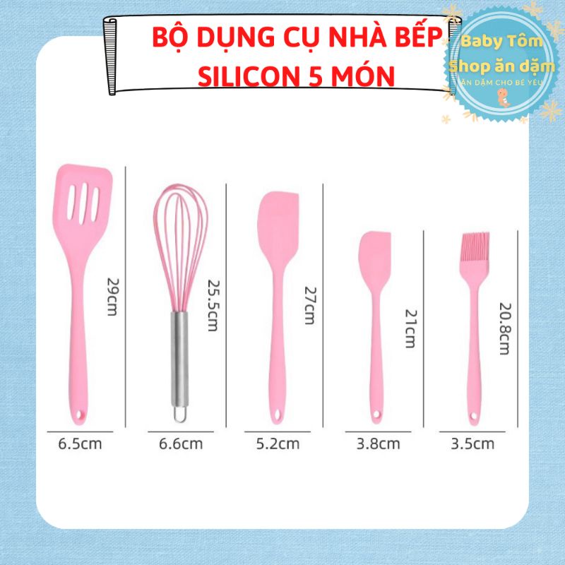 Bộ dụng cụ nhà bếp, làm bánh bằng Silicon 5 món,NPP Baby Tôm
