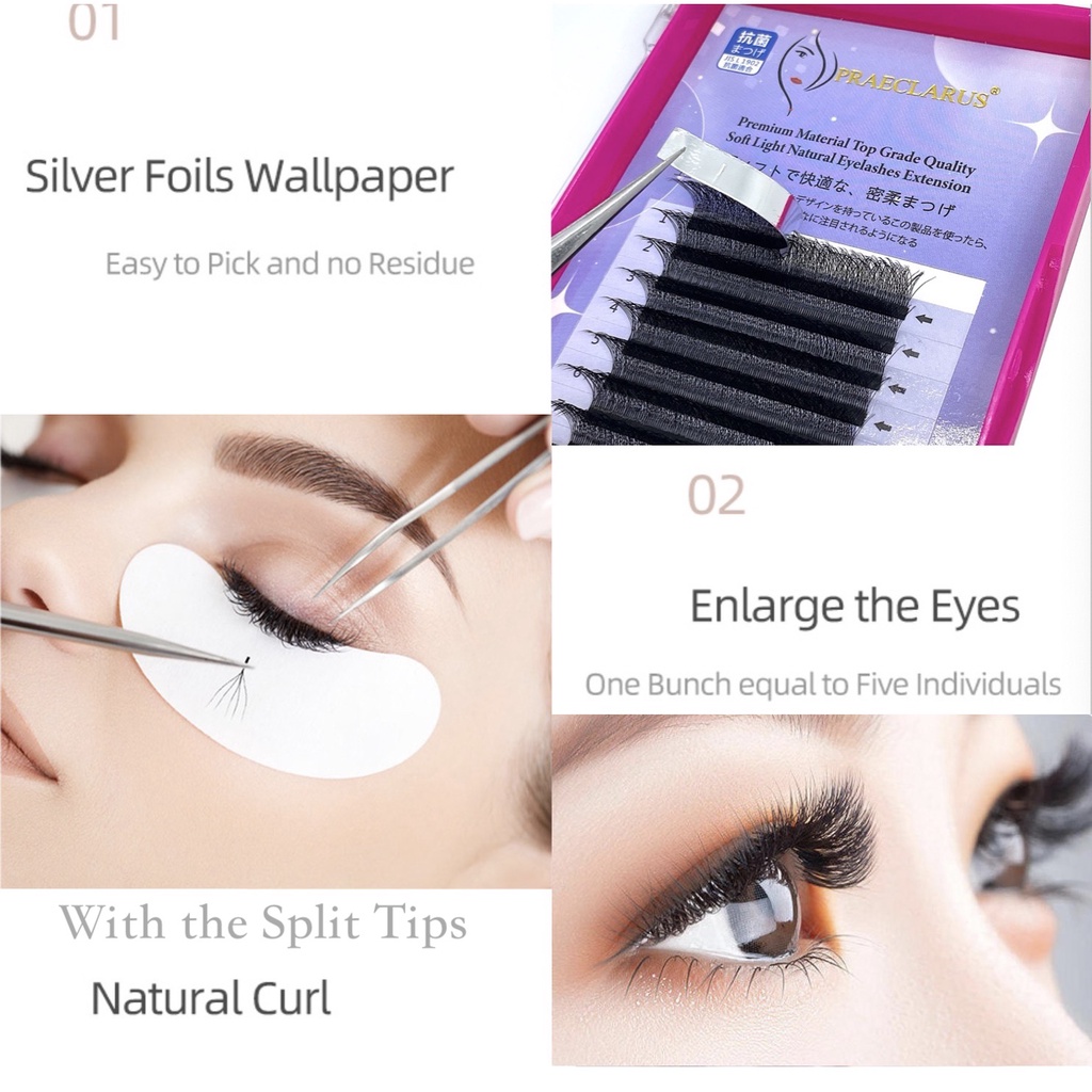 Lông Mi Giả Dày 4D Bằng Lông Chồn Thêu Tay Tự Nhiên 0.07mmFour-Leaf Clover Eyelash Extension Premium Materials Hand Woven Natural Thickness 0.07mm Mink 4D Four-Leaf Clover Lash
