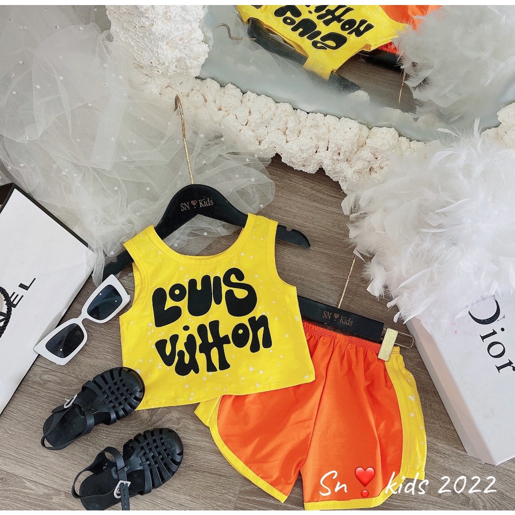 Bộ hè bé gái, bộ quần áo phối màu lạ mắt Louis cho bé sz 10-35kg