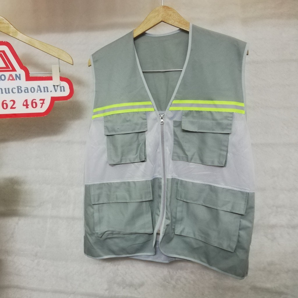 Áo gile nam phản quang đủ màu có 4 túi hộp vải lưới hàng xuất khẩu