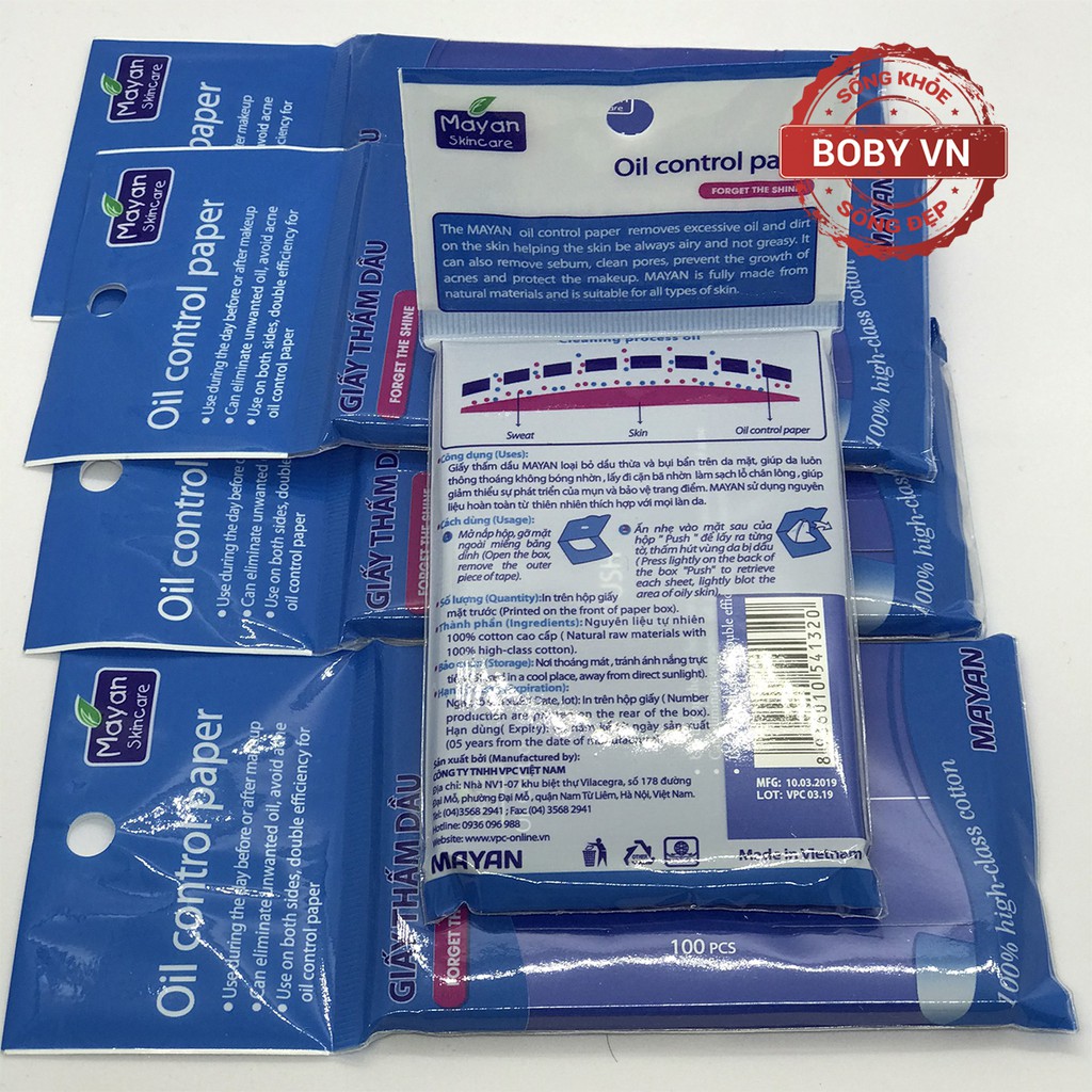 Giấy Thấm Dầu Mayan Charcoal Oil Control Paper (100 Tờ/Gói)