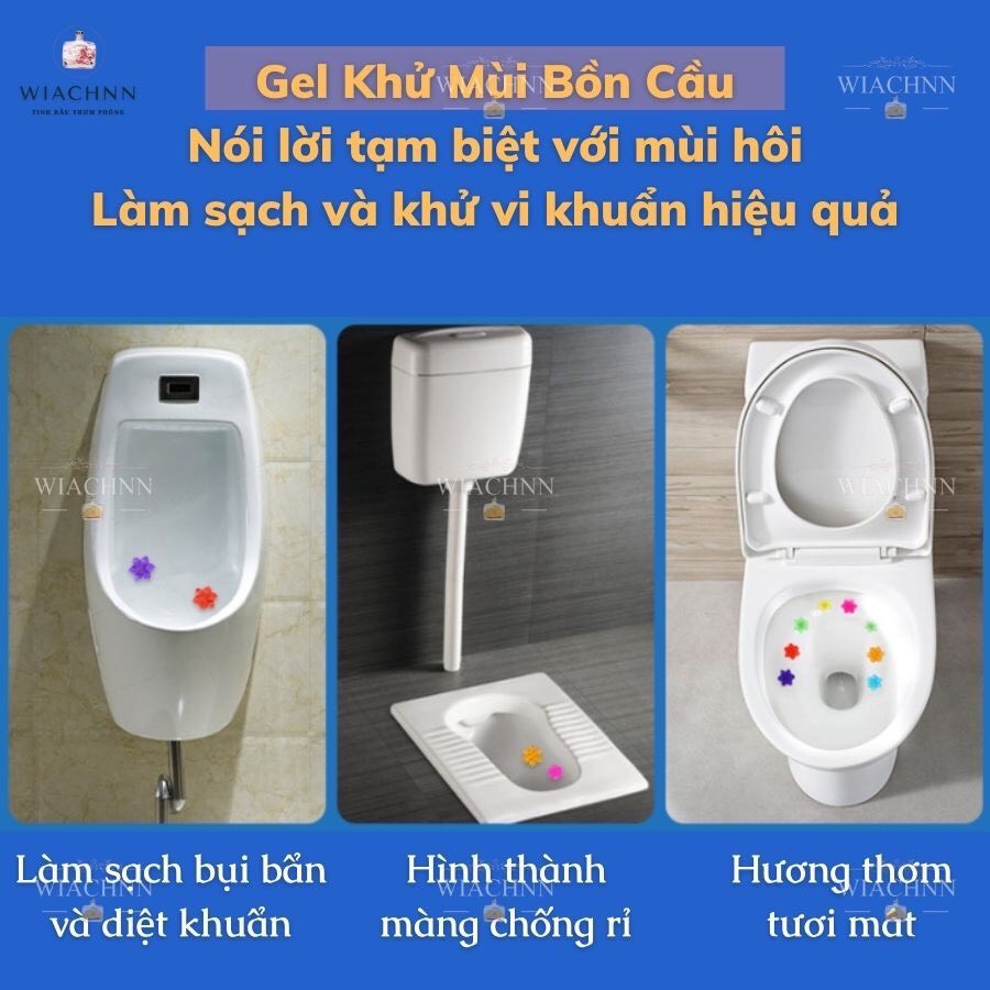 Gel Khử Mùi Bồn Cầu Diệt Vi Khuẩn Toilet, Gel Dính Bồn Cầu Dạng Thạch Hình Bông Hoa Với 5 Mùi Thơm.