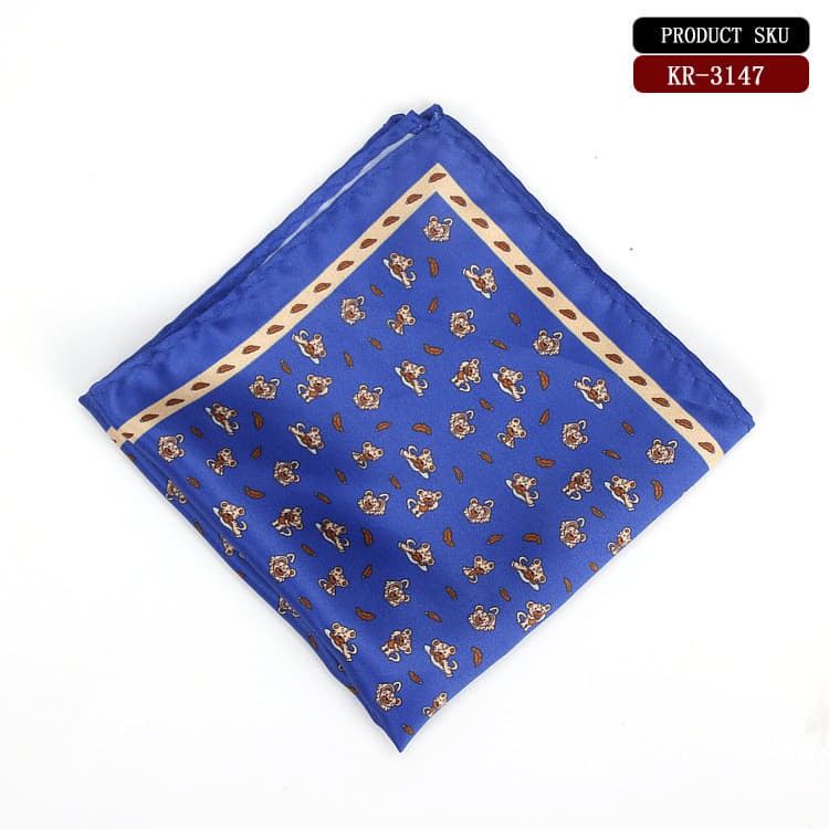 Khăn cài áo vest cho nam _ Pocket square hoạt tiết con hổ