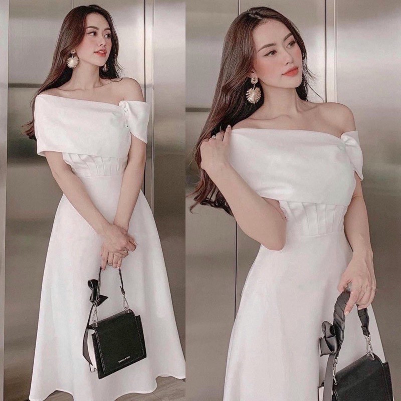 Đầm Lệch Vai Xếp Ly HÀNG THIẾT KẾ SANG CHẢNH Giá ƯU ĐÃI