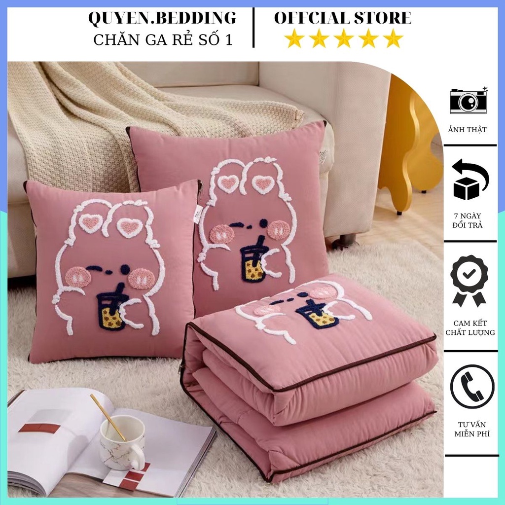 chăn cho bé đi học chăn  2in1 cotton nhập khẩu mền mịn hoạ tiêt siêu xinh tiện dụng cho bé đến trường kích thước 1mx1m5