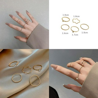 Set 5 nhẫn có kiểu dáng dạng sóng và đính kim cương nhân tạo dễ thương