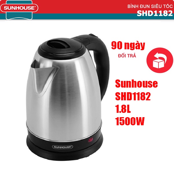 Ấm đun, bình đun siêu tốc 1.8L Sunhouse SHD1182, Bảo hành chính hãng, Ấm đun nước