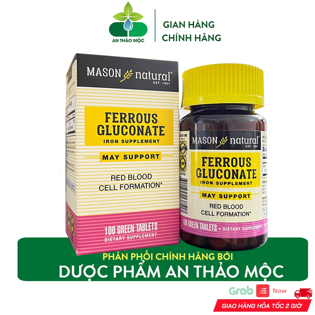 Viên Uống Bổ Máu Tăng Tế Bào Hồng Cầu Mason Natural Ferrouse Gluconate 100 Viên