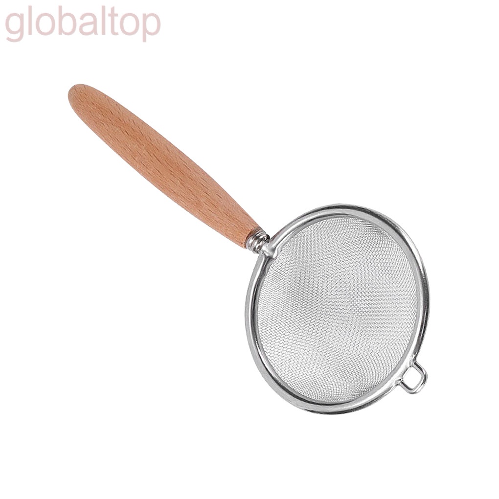 Muỗng Rây Bột Bằng Thép Không Gỉ 304 Với Tay Cầm Bằng Gỗ