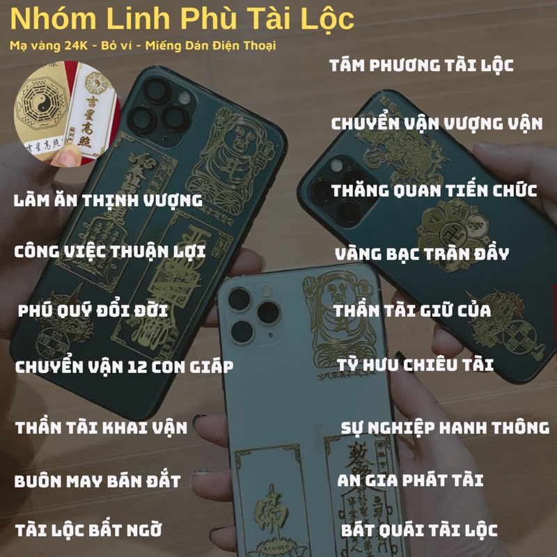 Miếng dán điện thoại Hình Tài Lộc May Mắn đẹp lung Linh - Phù hợp cho điện thoại , bỏ ví mạ vàng 24k