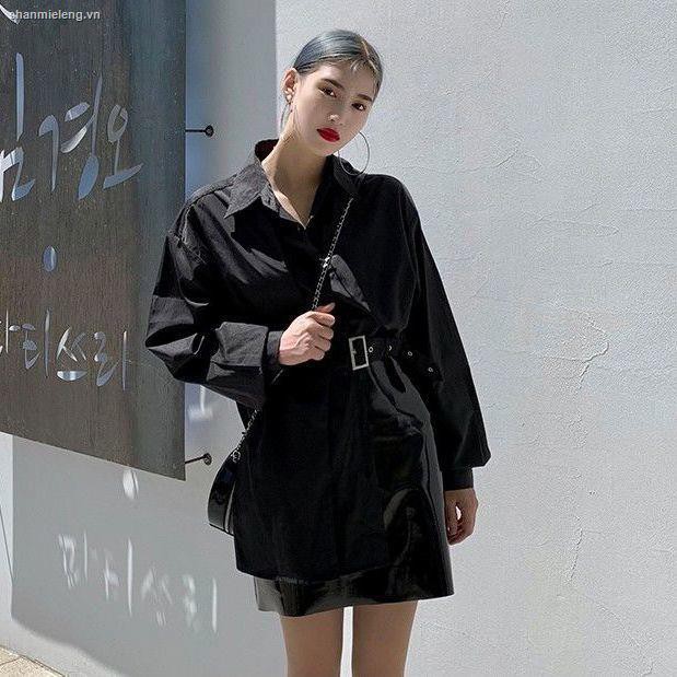 Áo Sơ Mi Tay Phồng Dáng Rộng Phối Thắt Lưng Kiểu Hàn Quốc Dễ Phối Đồ Cho Nữ