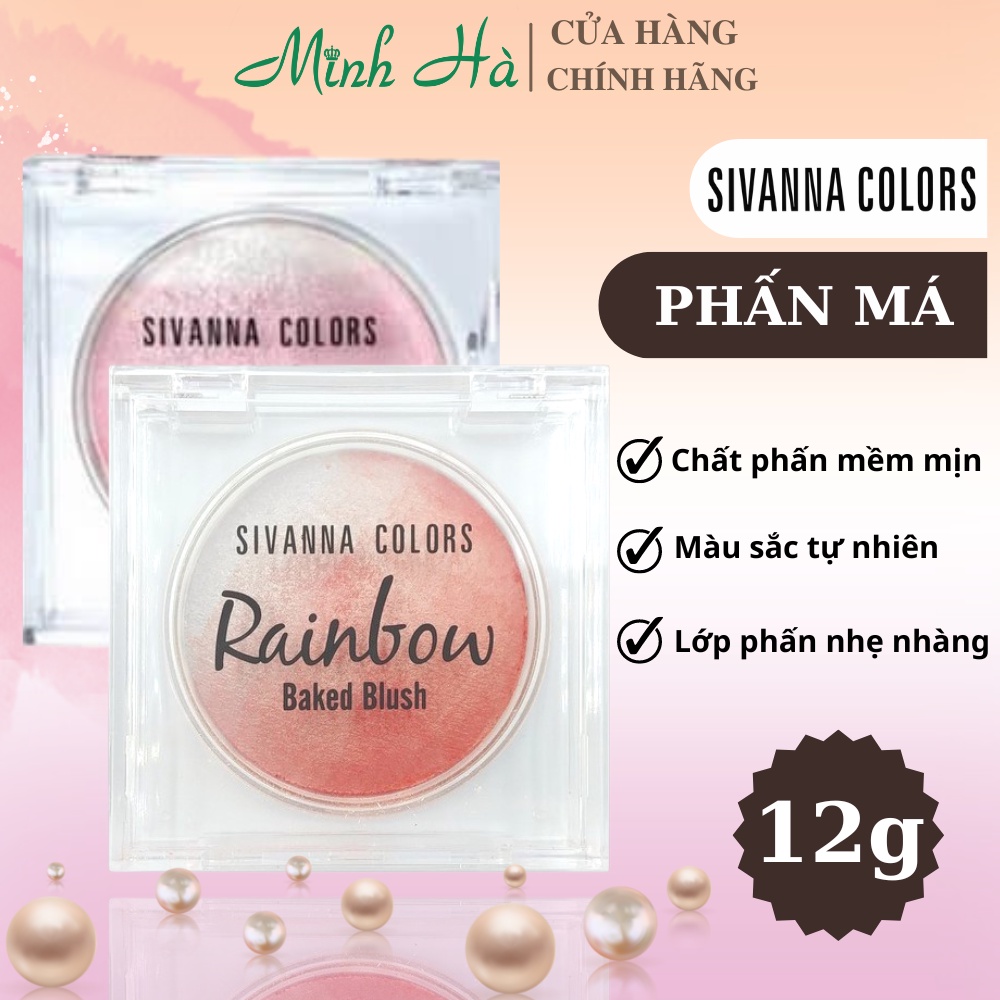 Phấn má Sivanna Color Rainbow Baked Blush HF370 12g giúp đôi má ửng hồng tự nhiên, tràn đầy sức sống
