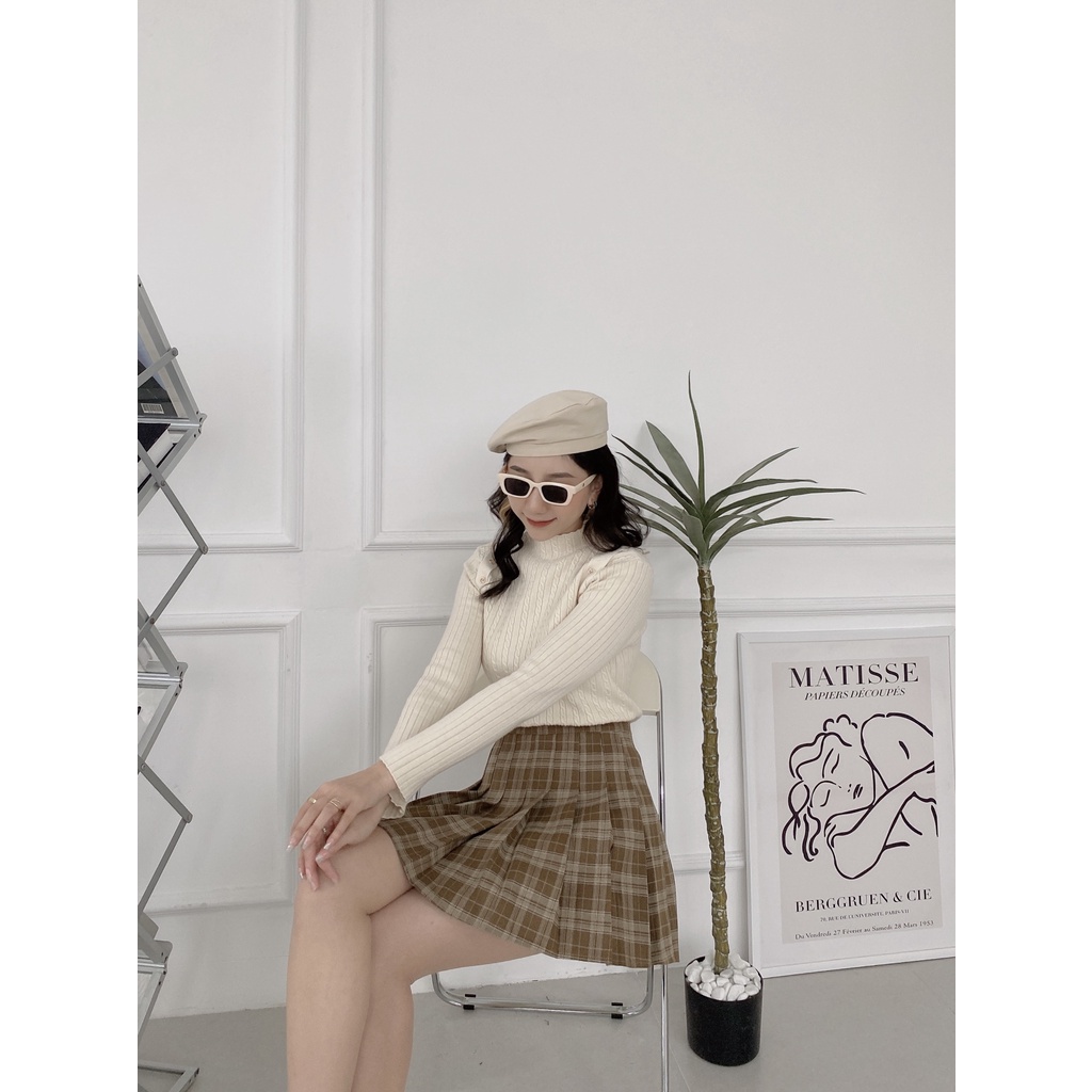 CHÂN VÁY TENNIS KẺ NÂU