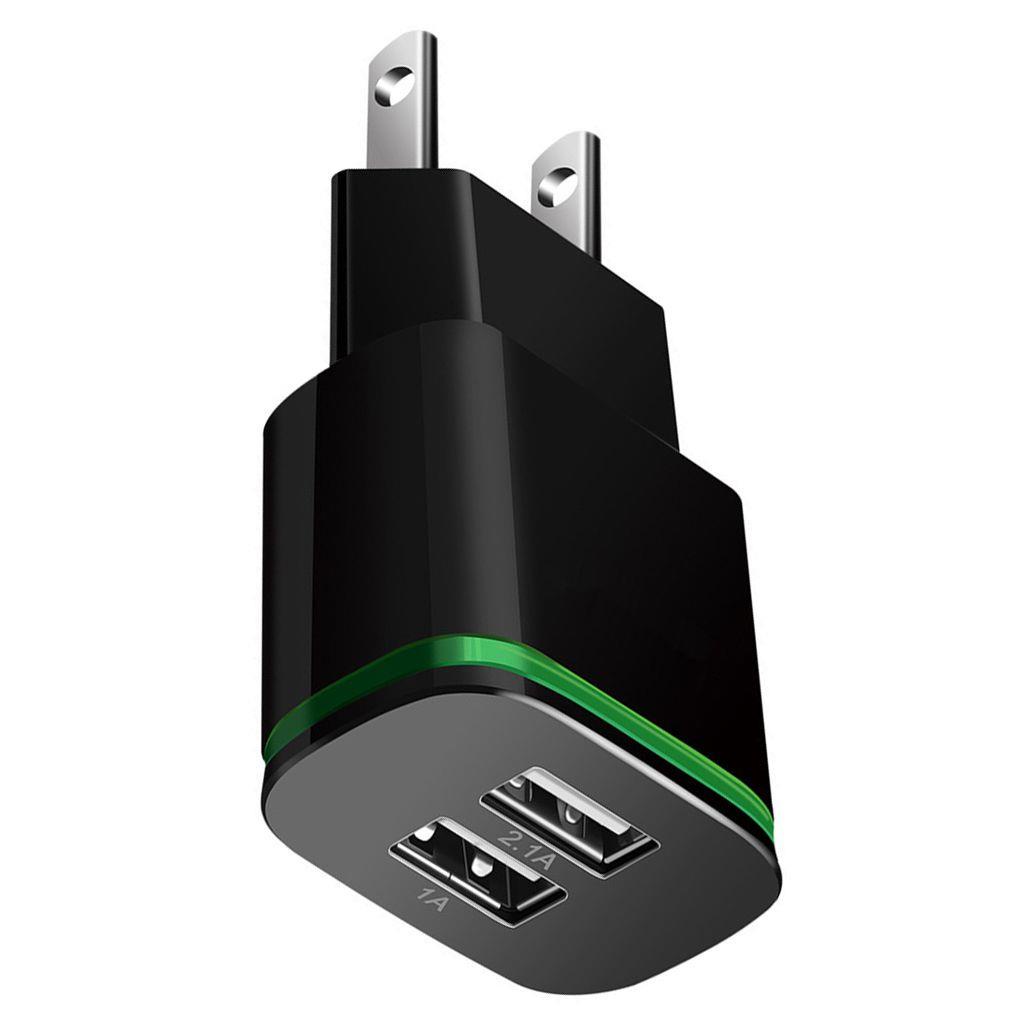 [Coco] 2 Ports LED Light USB Charger 5v 2A Mobile Phone Wall Adapter White Black Travel Micro Charging Cube