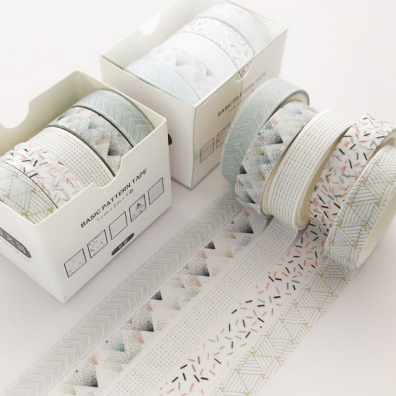 Set 5 cuộn washi tape trang trí DIY sáng tạo sổ tay nhật ký kế hoạch bullet journal (3 mét)